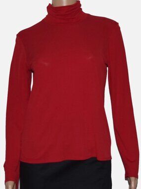 EILEEN FISHER Silk Red Mock Neck Top Size XS